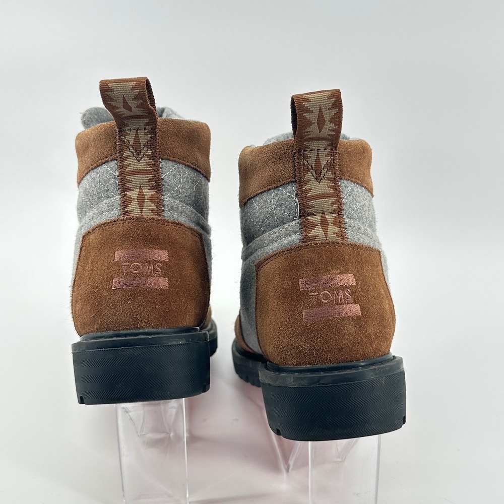 TOMS Mesa Hiking Boots Brown Grey Orange Lace Up Womens Size 10 - Picture 6 of 12